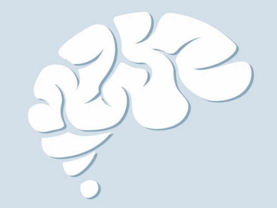 Tegning af hjerne på lyseblå baggrund