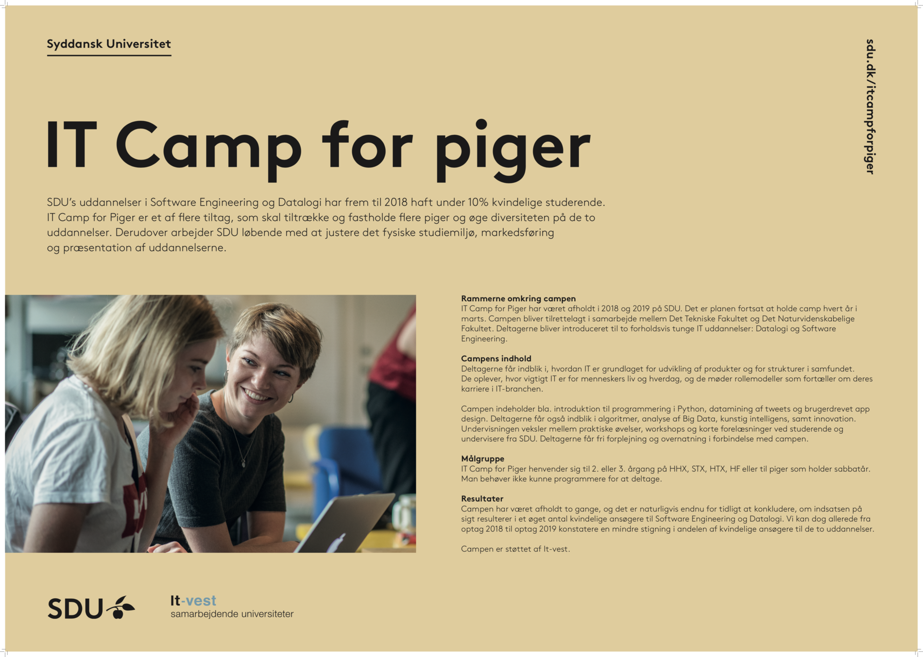 Link til pdf med poster for IT Camp for piger, SDU