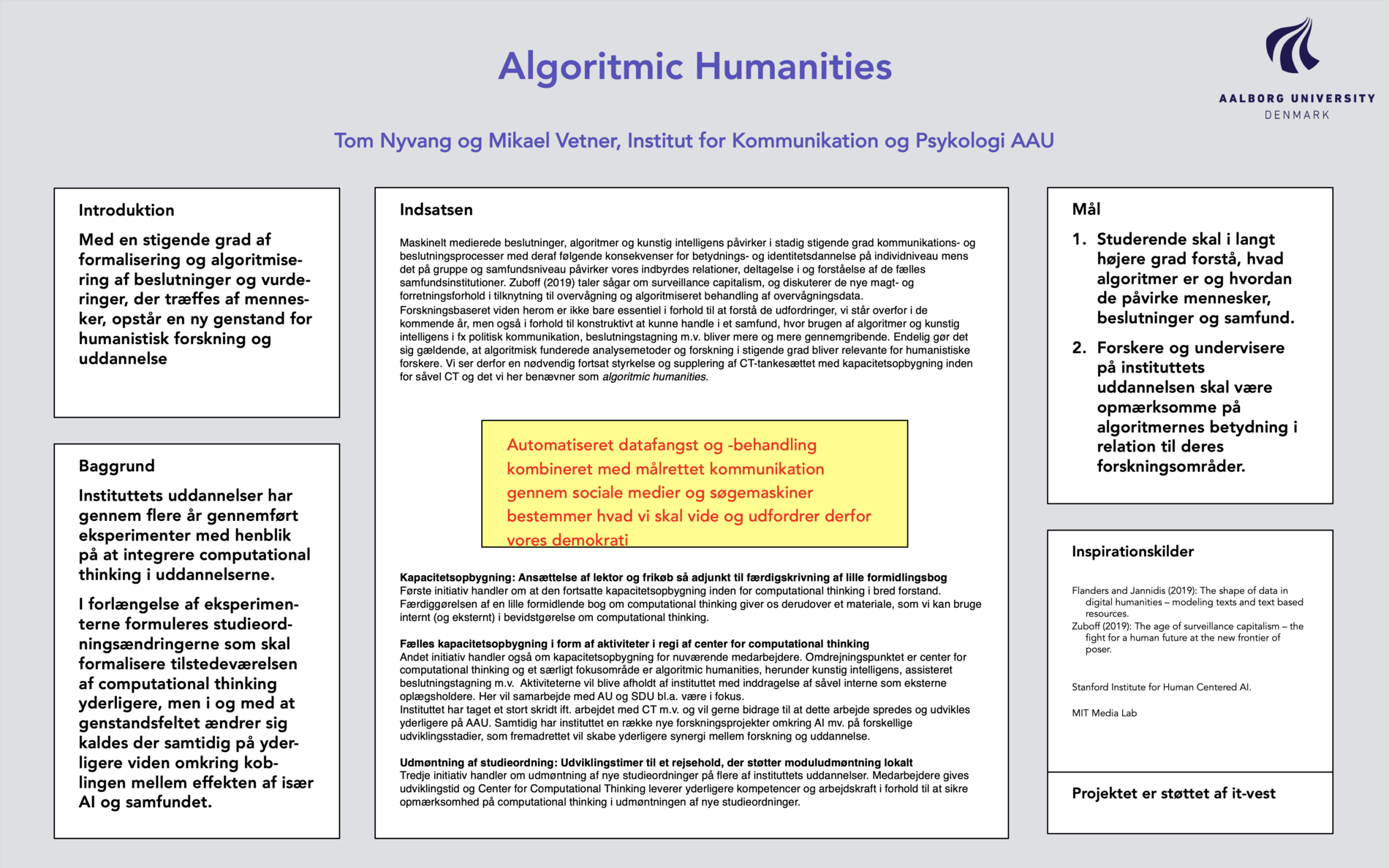 Link til pdf med poster for Algorithmic Humanities, AAU