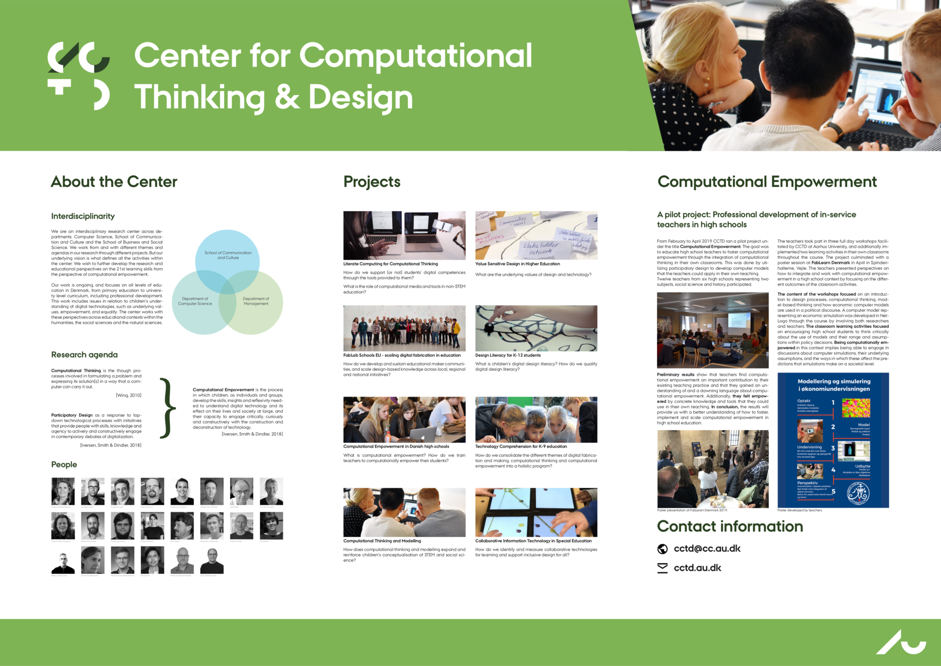 Link til pdf med poster for Center for Computational Thinking & Design, AU