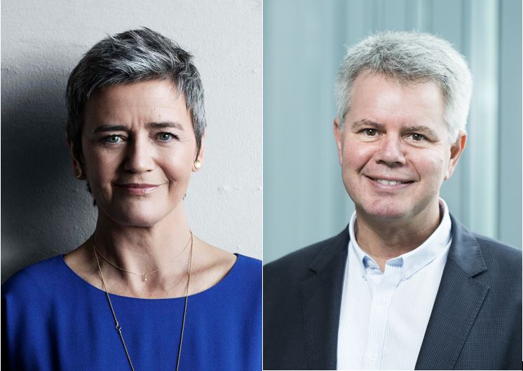 Fotos af hhv. Margrethe Vestager og Michael E. Caspersen